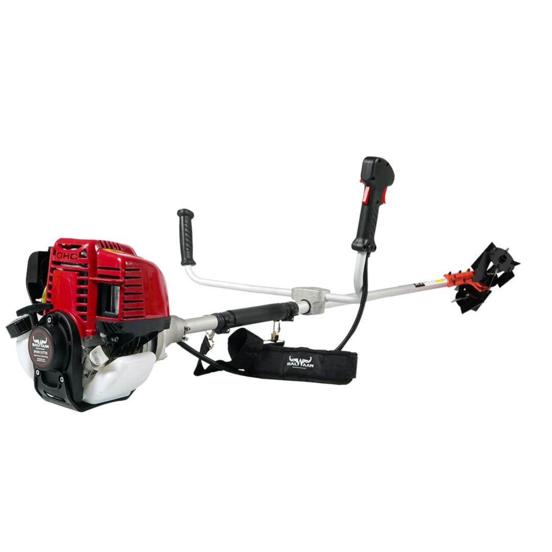 Balwaan-side-pack-crop-cutter-with-tiller-attachment