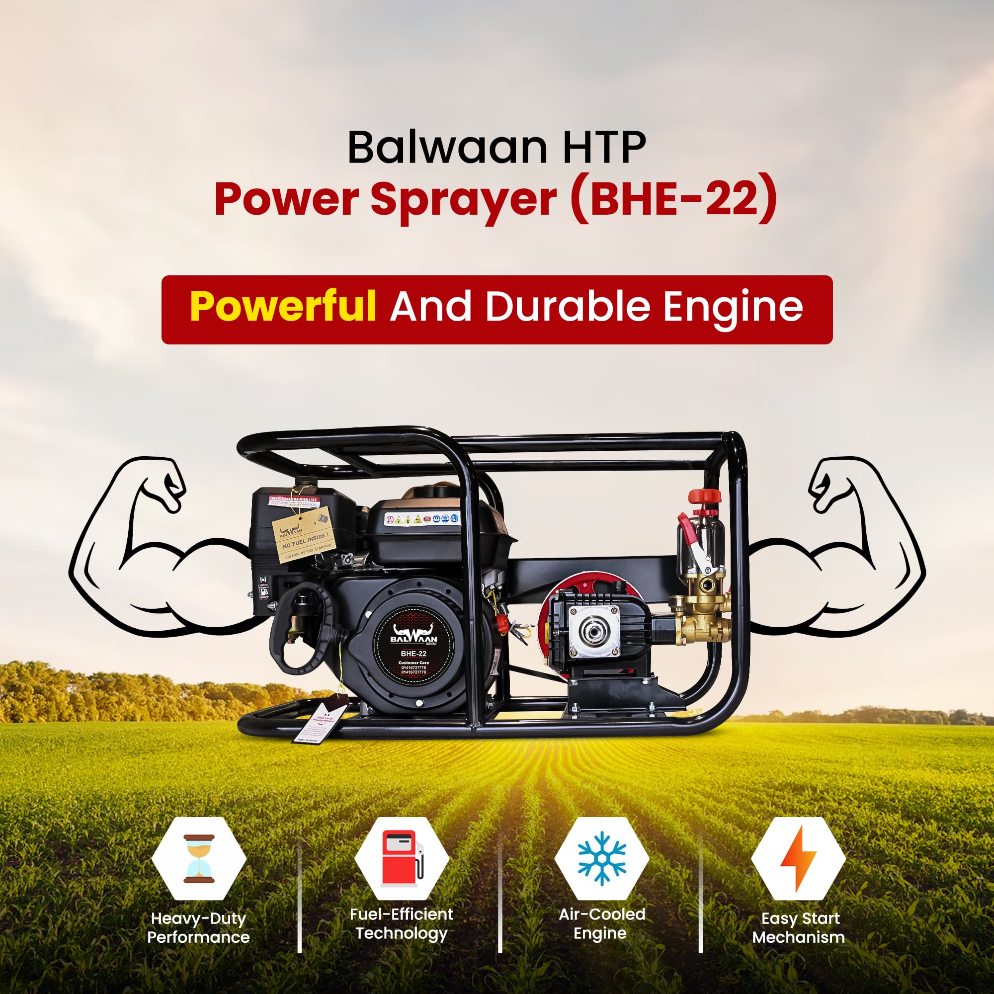 HTP-sprayer-with-6.5HP-engine & 50-Mtr.-hose-pipe